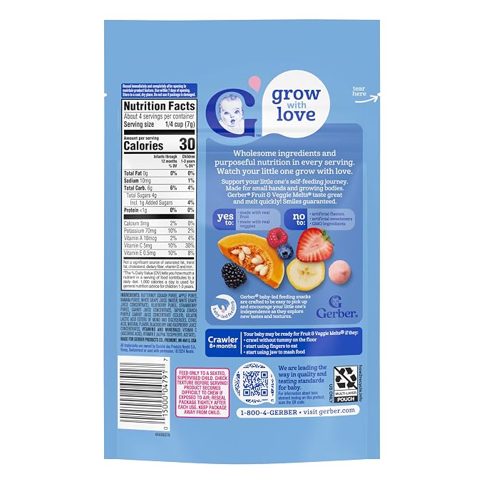 Gerber Stage 3 Baby Food Snacks, Very Berry Fruit and Veggie Melts, Baby Led - Image 11
