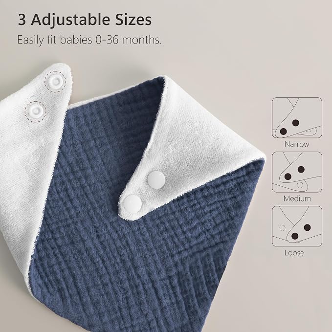 Bearmoss Muslin Baby Bibs 8 Pack Soft Bandana Bibs - Image 4