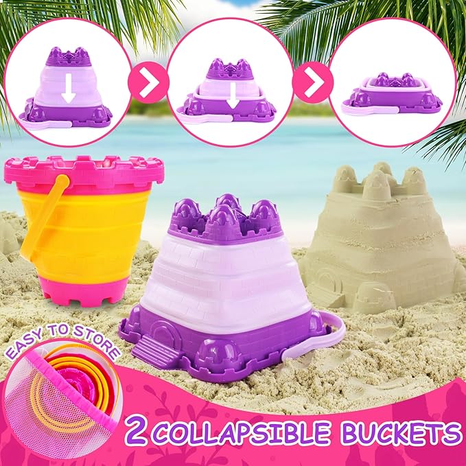 Beach Sand Toys, Mesh Backpack Bag, Ice Cream, Cake & Castle Sand Molds - Image 2