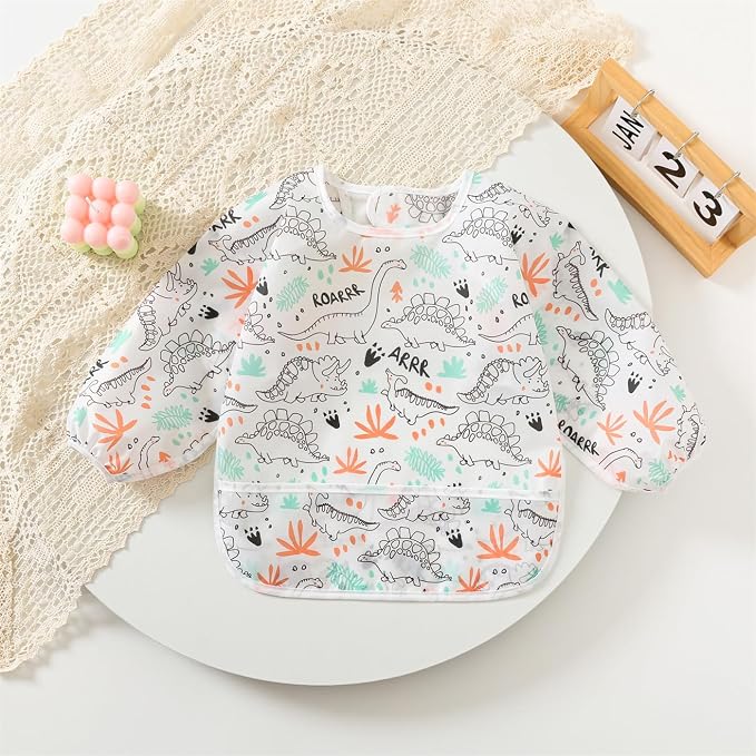 3 Pack Long Sleeve Bib, Baby Smock - Image 5