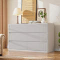 White 6 Drawers Double Dresser, Fluted Dresser by StandifurnoFurniture