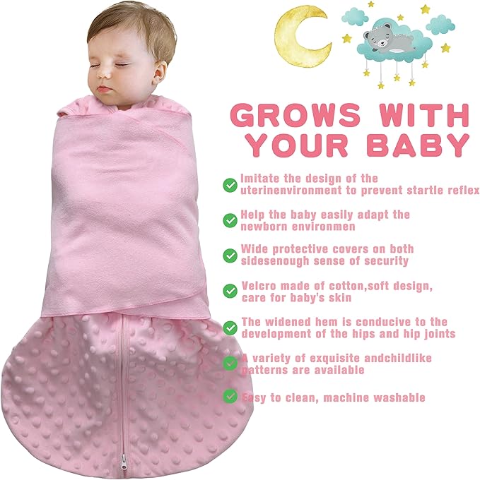 Fleece Newborn Sleep Sack Baby Swaddle, 3-Way Adjustable Wearable Blanket - Image 2