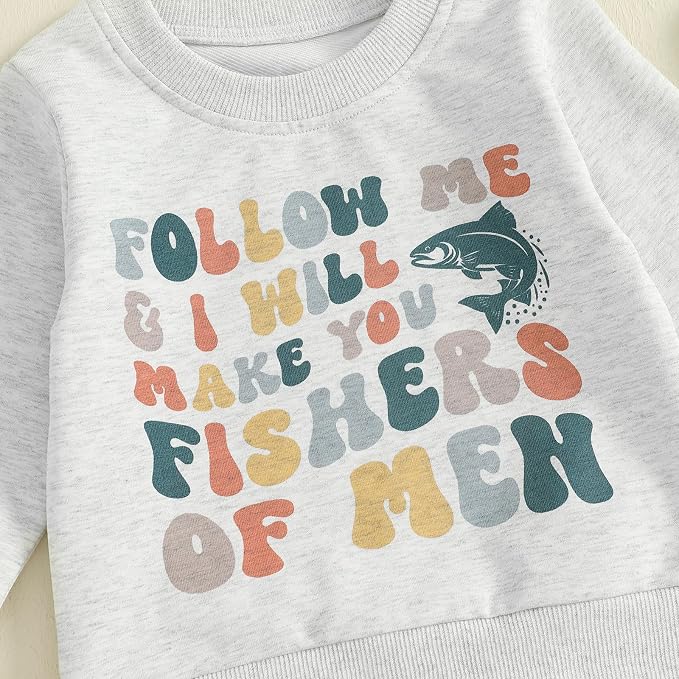Nyapruwe Toddler Baby Boy Fall Outfit Funny Print Long Sleeve Sweatshirt - Image 5