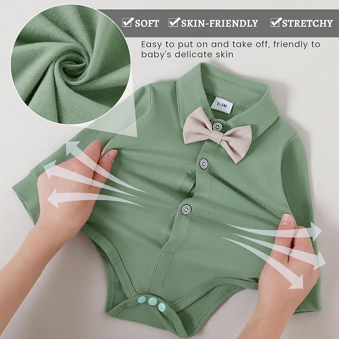 SANMIO Baby Boy Clothes Suits Infant Gentleman Outfit Collared Dress - Image 3