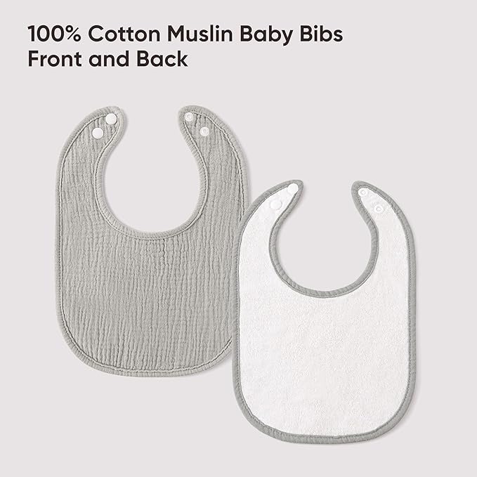 Bearmoss Muslin Baby Drooling Bibs 8 Pack, 100% Cotton Square Adjustable - Image 6