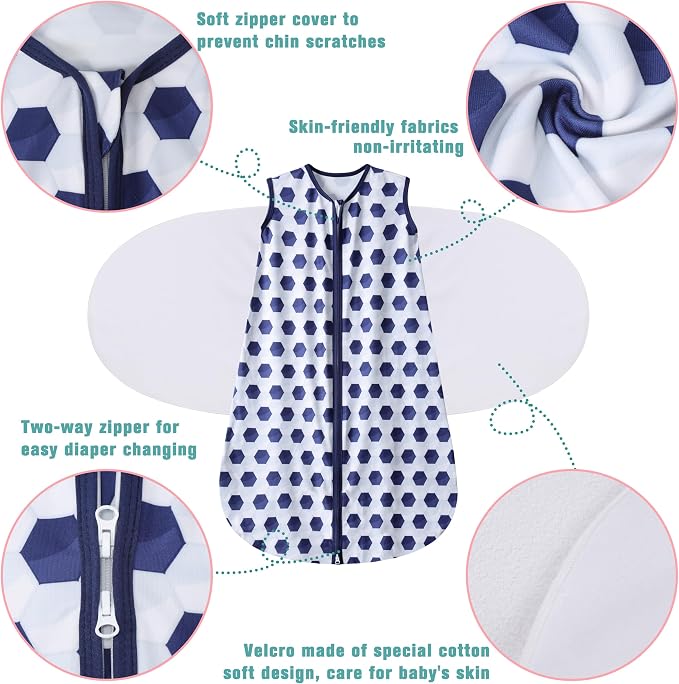 Newborn Sleep Sack Baby Swaddle, 3-Way Adjustable Wearable Blanket, 100% Rayon - Image 5