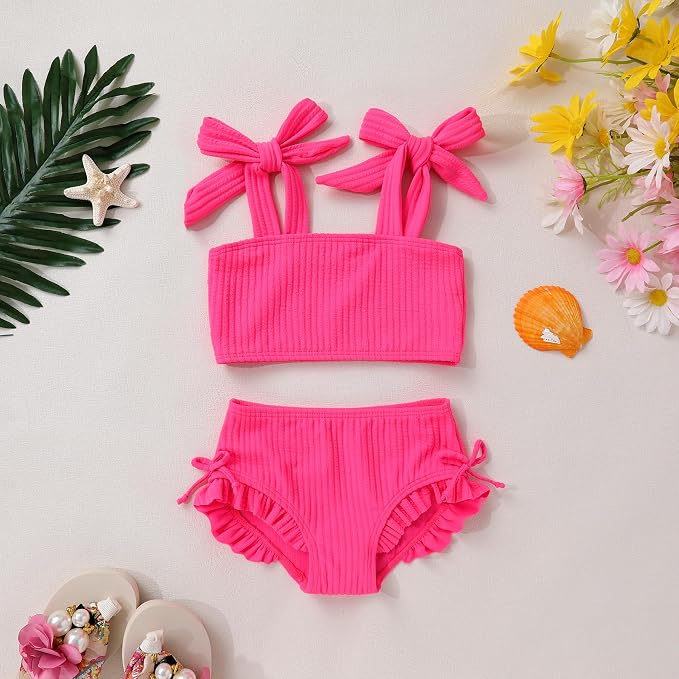 Toddler Swimsuit Girl Color Block Stripe Swimwear Baby Girl Summer Beach - Image 2