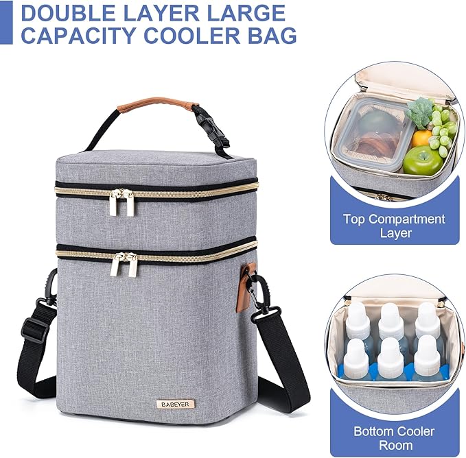Breastmilk Cooler Bag with Ice Pack Fits 6 Baby Bottles Up to 9 Ounce - Image 2