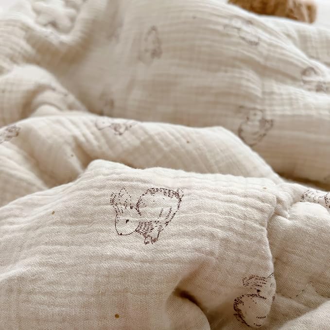 BuLuTu 2-Layer Cotton Muslin Toddler Pillowcase Rabbit Pattern, Soft Breathable - Image 4