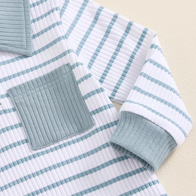 Newborn Baby Boy Girl Clothes Ribbed Knitted Long Sleeve Romper Pants Solid - Image 4