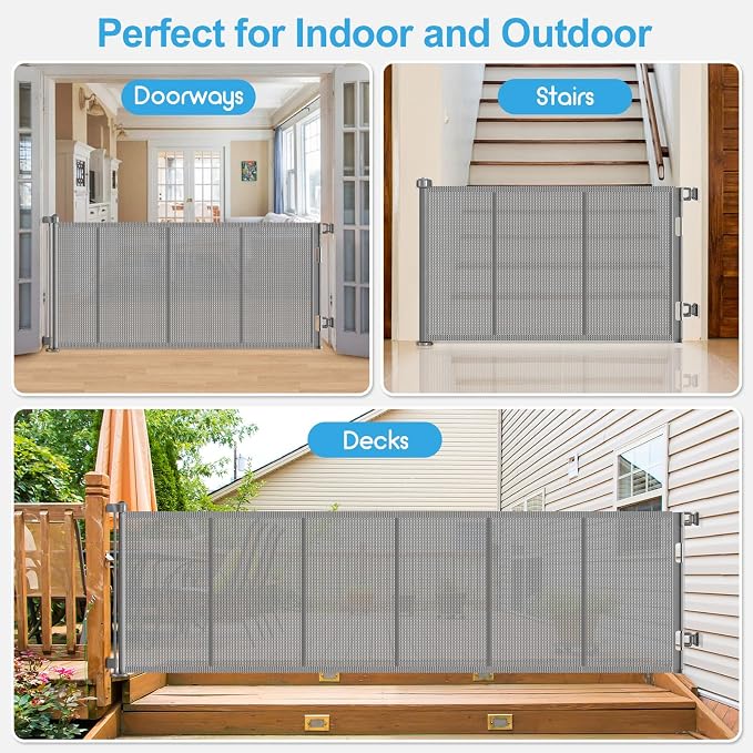 Upgrade 120 inch Retractable Baby Gates, EZIGO Extra Wide Baby Gate - Image 7