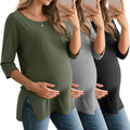 3 Pack Women's 3/4 Sleeve Maternity Shirts Elbow Length Clothes Round Neck by Baggyfly