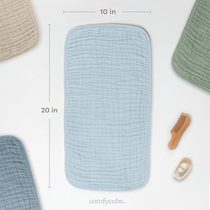 Comfy Cubs Muslin Burp Cloths 20" x 10", Ultra Absorbent 100% Cotton - Image 3