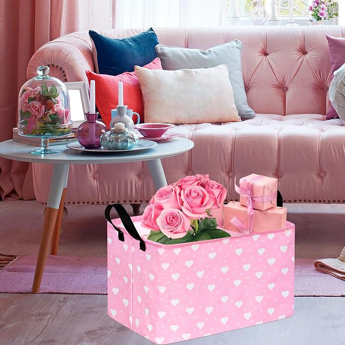 Rectangle Heart Partten Kids Gift Storage Basket Home Shelf Storage Basket - Image 3