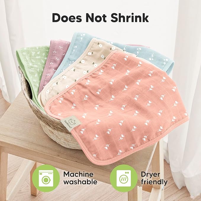 5-Pack Cotton Muslin Burp Cloths Baby Girls, Boys - Image 7