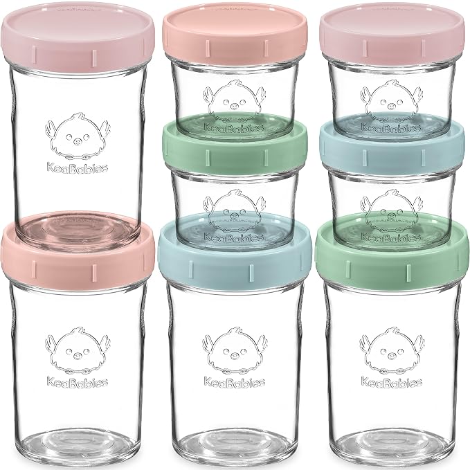KeaBabies 4pk 8oz & 4pk 4oz Glass Baby Food Containers by KeaBabies