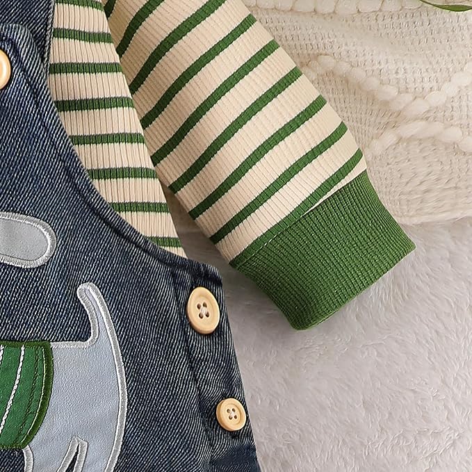 Baby Boy Clothes Fall Winter Outfits Long Sleeve Striped Romper Cute Cartoon - Image 9