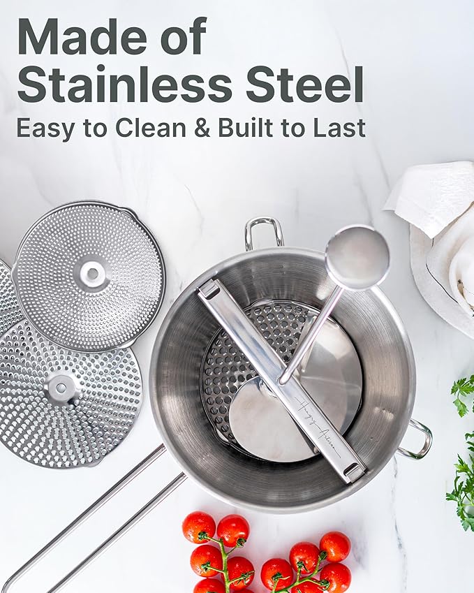 Upgraded 4-Disc Stainless Steel Food Mill – Ergonomic Rotary Design - Image 3