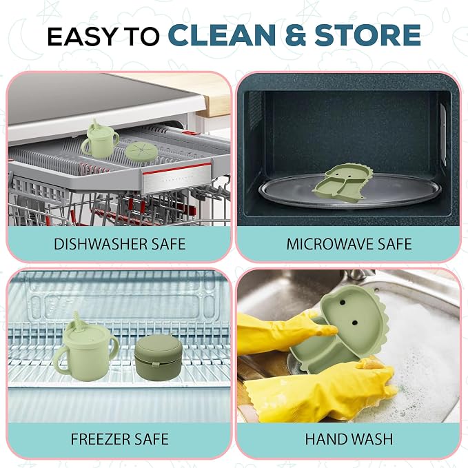SiliTime Dinosaur-Themed Silicone Baby Feeding Set – Suction Mat - Image 7