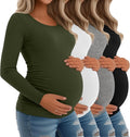 Riyiper 4 Pack Women's Maternity Shirts, Long Sleeve Cotton Ribbed Pregnancy by Riyiper