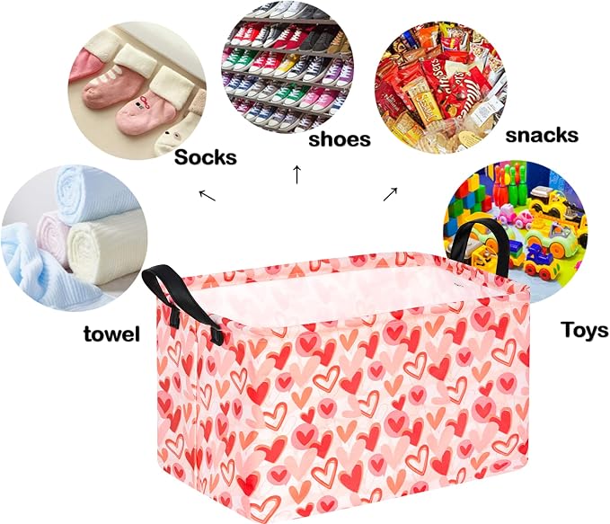 Rectangle Heart Partten Kids Gift Storage Basket Home Shelf Storage Basket - Image 7