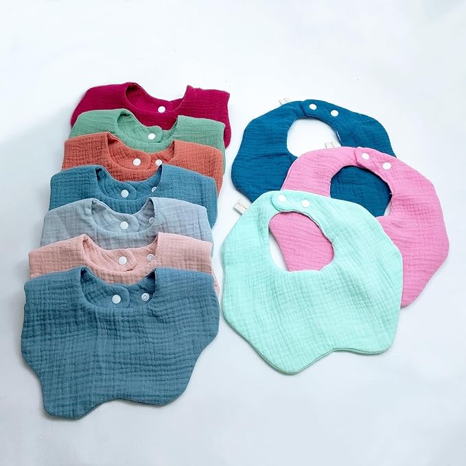 EllieHouse Baby Bibs for Girls Boys 10Pack Muslin Drool Teeth Drooling Teething - Image 6