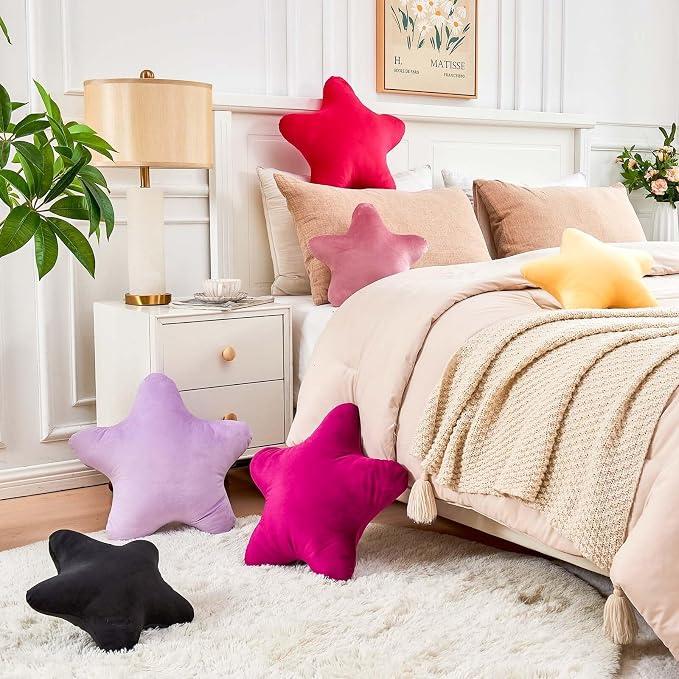 Hot Pink Star Throw Pillow, Cute Star Pillow Room Decor, Soft 14.9" Star Shaped - Image 5