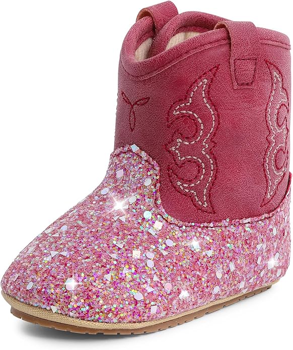 MK MATT KEELY Leather Western Boots Cowboy Bootie Soft Sole Non-Slip Crib Shoes by MKMATTKEELY