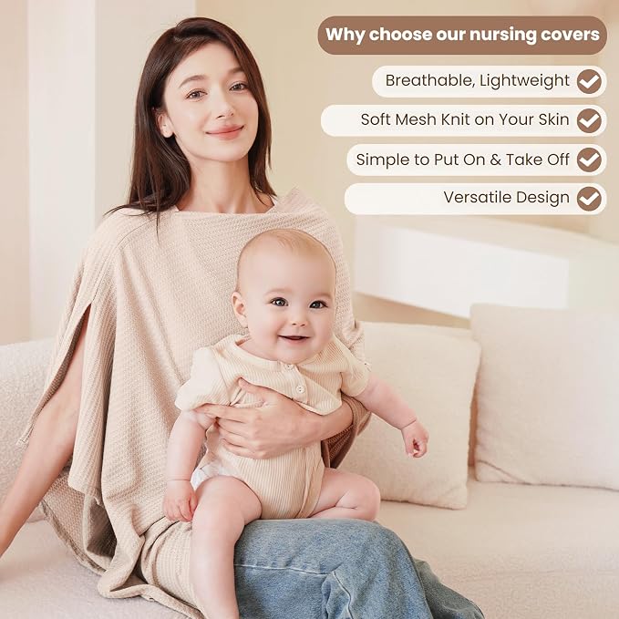 Konssy Nursing Cover for Breastfeeding, Soft & Breathable Privacy Poncho - Image 4