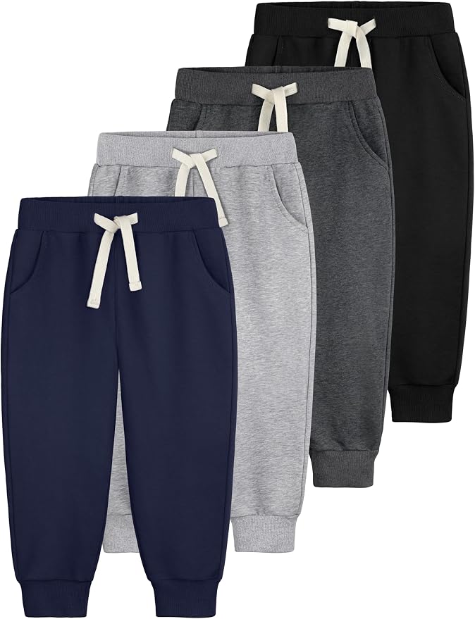 4 Pack Toddler Boys Sweatpants Cotton Baby Kids Joggers Toddler Boys Girls by Aocku