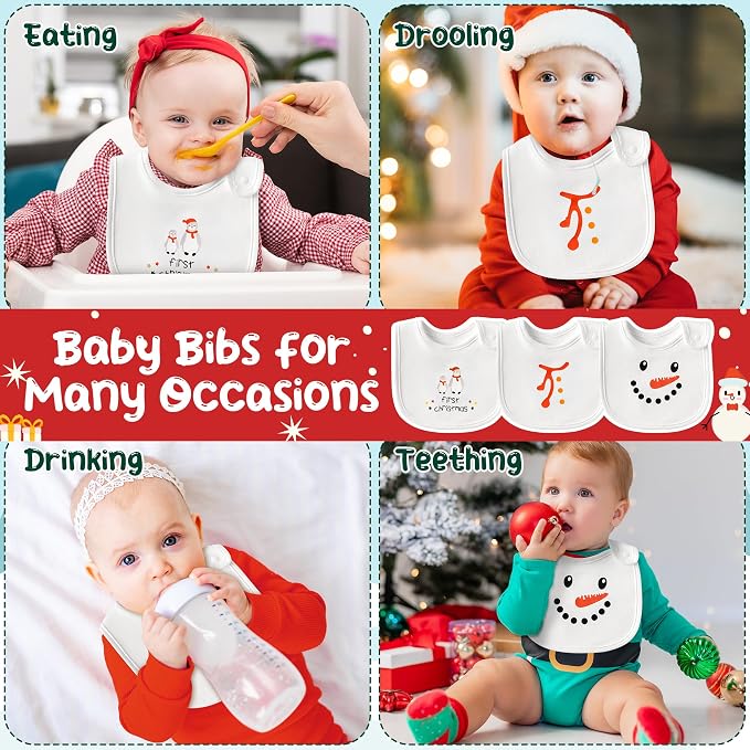 3Pcs Christmas Baby Cotton Bibs - Image 6