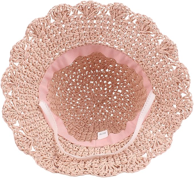 Baby Girl Straw Hat Outdoor Baby Sun Protection Hats Summer Bowknot Beach Cap - Image 4