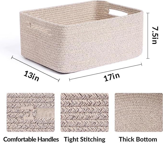 Large Storage Baskets for Organizing, Closet Shelf Baskets for Clothes Blanket - Image 2