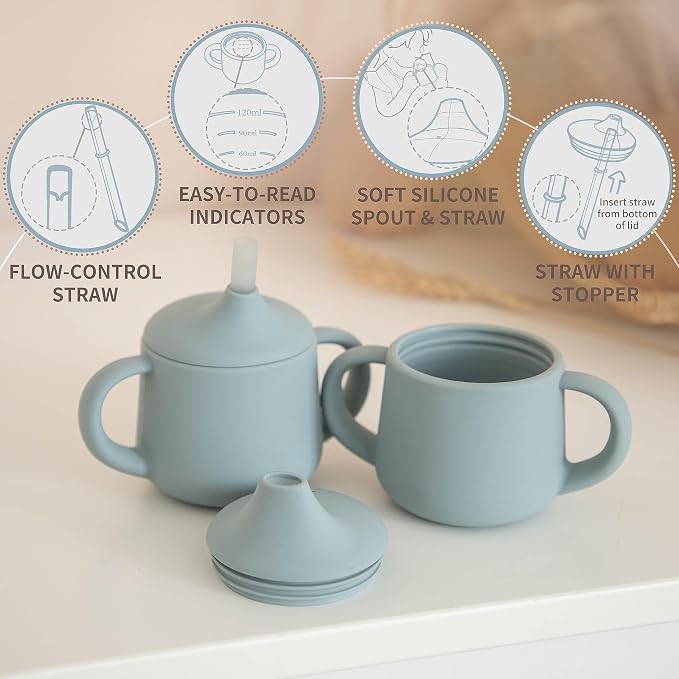 Moonkie Silicone Baby Sippy Cups | 3 Stages Training Cup Straw Cup - Image 3