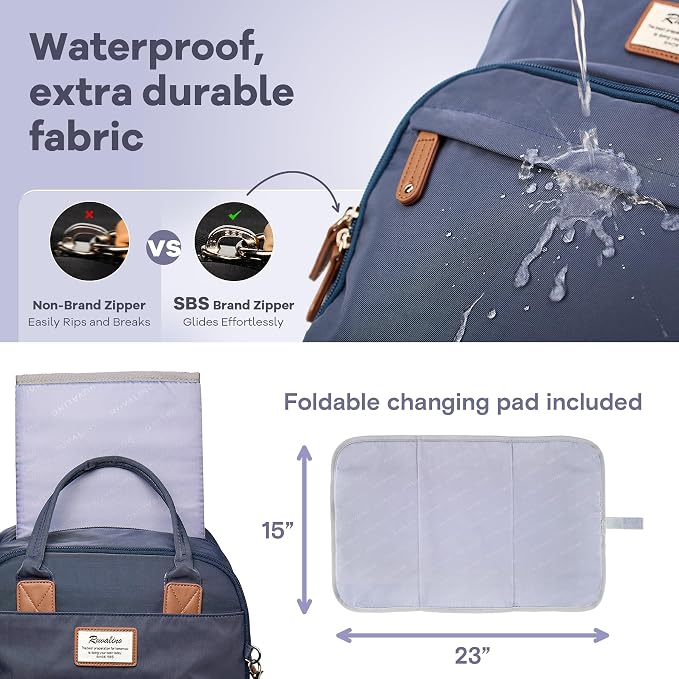 RUVALINO Diaper Bag Backpack, Diaper Changing Totes, Waterproof and Stylish - Image 6