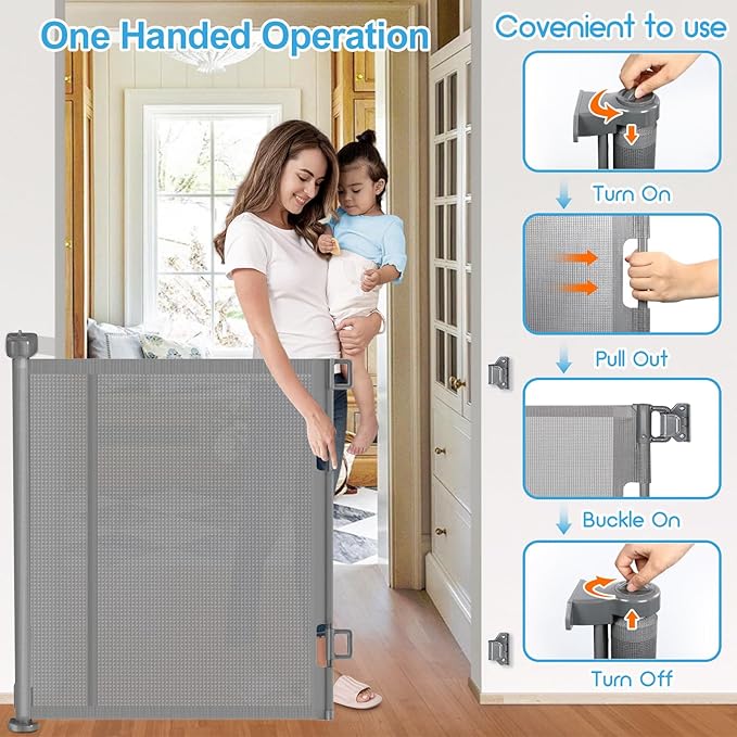 Upgrade 120 inch Retractable Baby Gates, EZIGO Extra Wide Baby Gate - Image 5
