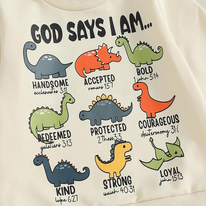 Nyapruwe Toddler Baby Boy Fall Outfit Funny Print Long Sleeve Sweatshirt - Image 5
