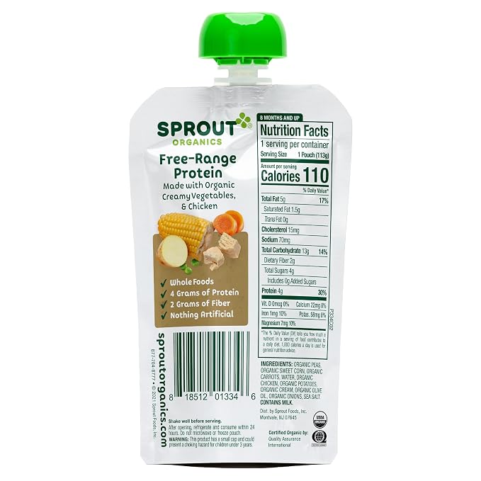 Sprout Organic Baby Food Pouches Stage 3, Creamy Vegetables w/ Chicken - Image 4