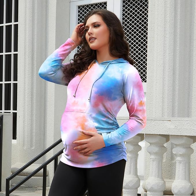GINKANA Maternity Hoodie Long Sleeves Shirts Casual Maternity Top Pregnancy - Image 2