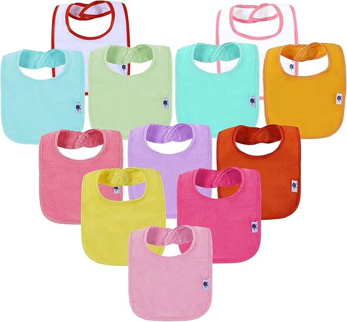SPINFOX Waterproof Baby Bibs for Girls, Unisex Drool Bib Cotton Solid Knit by SPINFOX