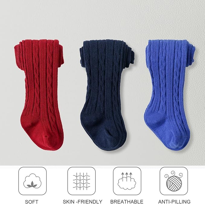 EPEIUS Baby Girl Tights Thick Cable Knit Leggings Stockings Cotton Pantyhose - Image 2
