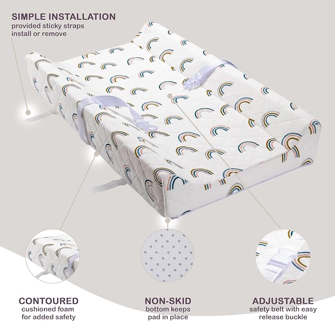 Organic Cotton Contoured Baby Changing Pad w/Waterproof Foam Mattress, Includes - Image 3