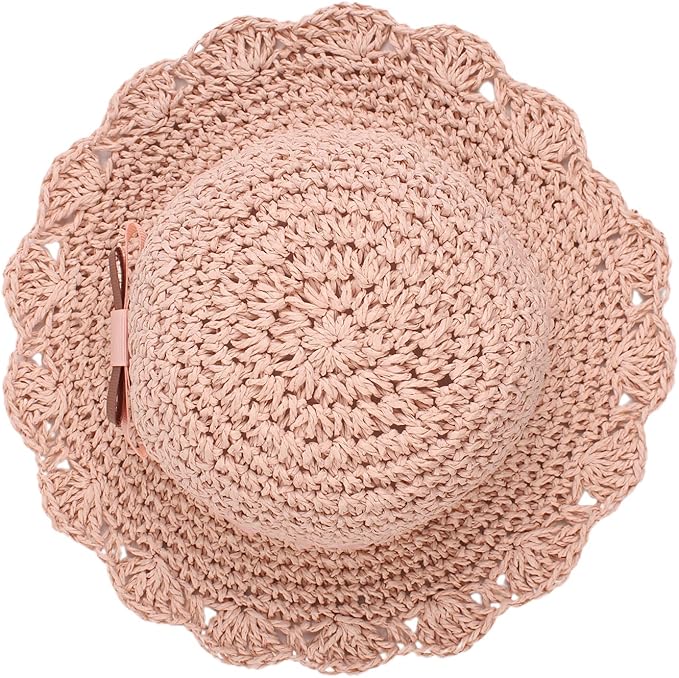 Baby Girl Straw Hat Outdoor Baby Sun Protection Hats Summer Bowknot Beach Cap - Image 3