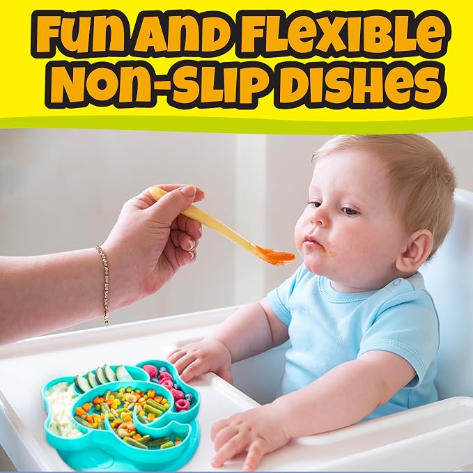 Animal Silicone Compartment Plates- 3 PK Lion, Elephant- Large Divided Sections - Image 3