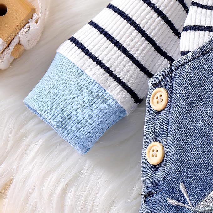 Baby Boy Clothes Fall Winter Outfits Long Sleeve Striped Romper Cute Cartoon - Image 9