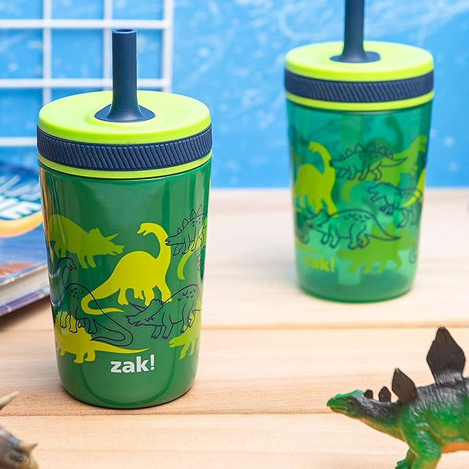 Zak Designs Dino Camo Kelso Tumbler 3pc Set, Leak-Proof Screw-On Lid - Image 2