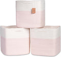 NaturalCozy 13 Inch Cube Storage Bins Cotton Rope Woven Baskets by NaturalCozy