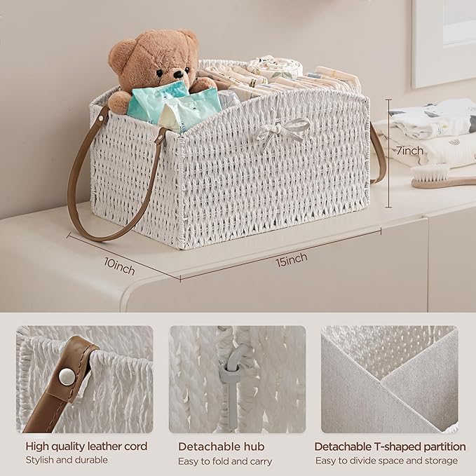 HBlife Diaper Caddy Organizer, Large Hand-Woven Storage Basket - Image 3