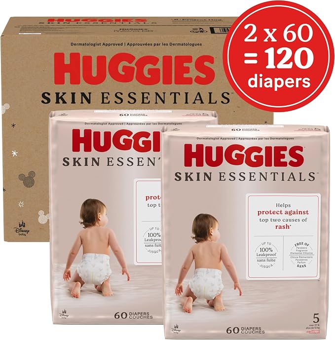 Huggies Size 5 Diapers, Skin Essentials Baby Diapers, Size 5 - Image 2