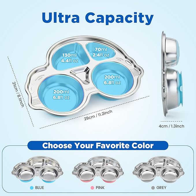 Stainless Steel Baby Suction Plates: Divided Plates Designed - Image 7